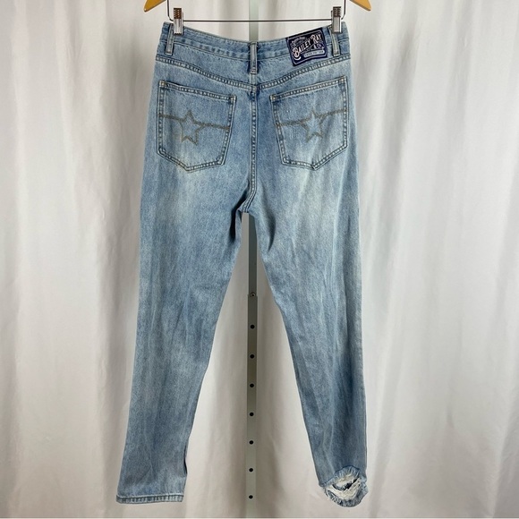 Bailey Ray Size 8 Button Fly Distressed Light Wash Jeans Straight Leg 90's Stars - Picture 2 of 8